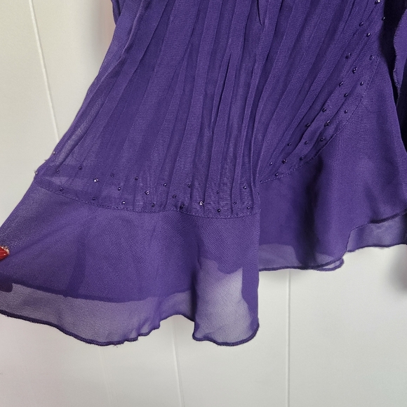 Vintage 90s Purple Ruffle Sheer Top Blouse Whimsygoth Goth Fairycore Medium Y2k - Picture 7 of 13